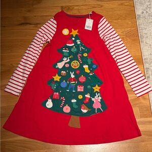 Mini Boden Lift the Flap Red Christmas Tree Appliqué Dress